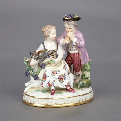 Lot 153 - Meissen Porcelain Figural Group of a Young...