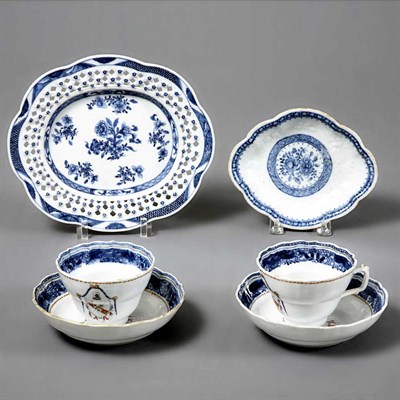 Lot 196 - Pair of Chinese Export Armorial Porcelain Cups...