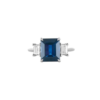 Lot 217 - Platinum, Sapphire and Diamond Ring