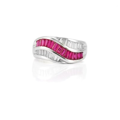 Lot 633 - White Gold, Ruby and Diamond Ring