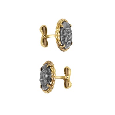 Lot 68 - Pair of Gold and Silver Medallion Cufflinks