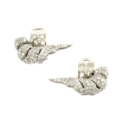 Lot 606 - Pair of Platinum, White Gold and Diamond Earclips