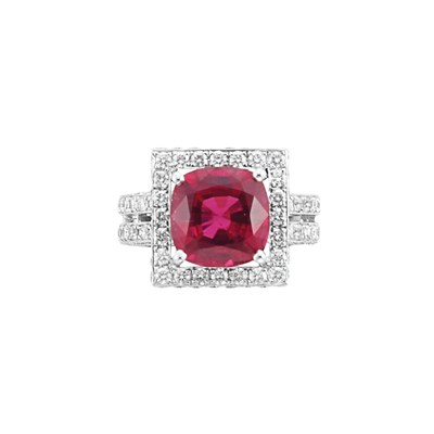 Lot 113 - White Gold, Rubellite and Diamond Ring