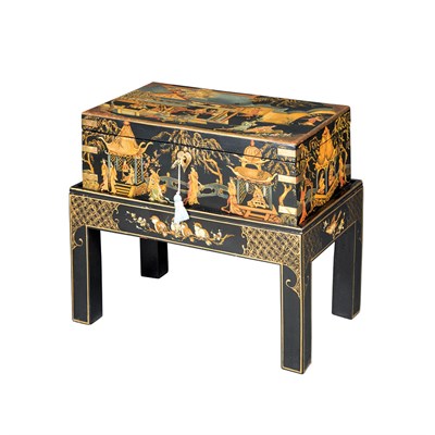 Lot 190 - Chinoiserie Decorated Black Painted Chest on...