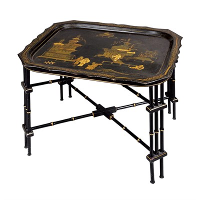 Lot 189 - Regency Style Chinoiserie Decorated Black...