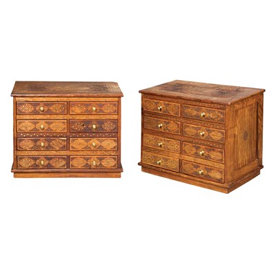 Lot 196 - Pair of Moroccan Style Inlaid Hardwood Chests...