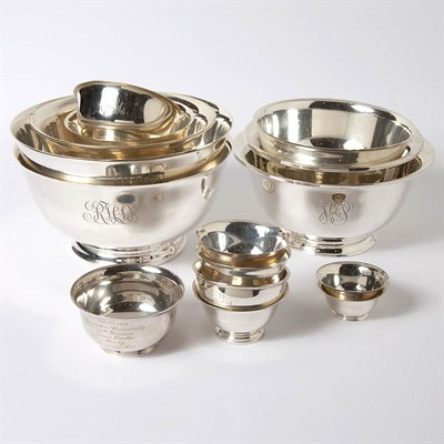 Lot 267 - Fourteen Sterling Silver Revere Style Bowls...