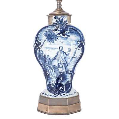 Lot 514 - Dutch Delft Lamp Height 12 inches.