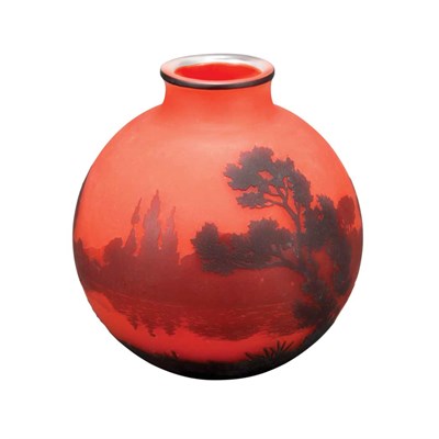 Lot 457 - Muller Freres Acid-Etched Cameo Glass Vase...