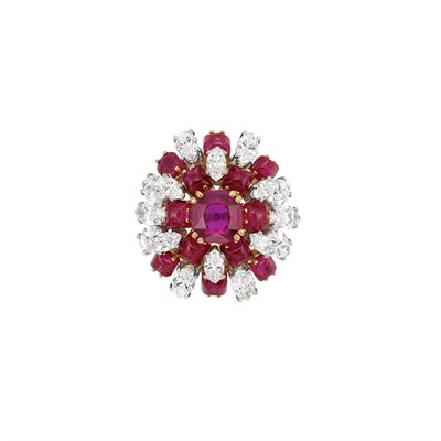 Lot 448 - Platinum, Gold, Ruby and Diamond Dome Ring, Chaumet