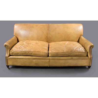 Lot 494 - George Smith Leather Sofa Length 6 feet 7 inches.