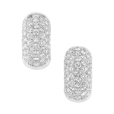 Lot 193 - Pair of White Gold and Diamond Hoop Earrings