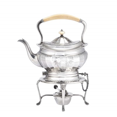 Lot 265 - George V Ivory Handled Silver Tea Kettle on...