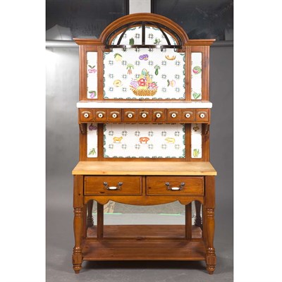 Lot 234 - Country Oak and Porcelain Hutch Height 6 feet...