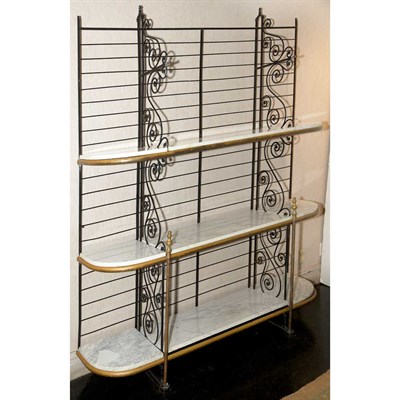 Lot 131 - Marble Top Brass and Iron Three-Tier Baker's...