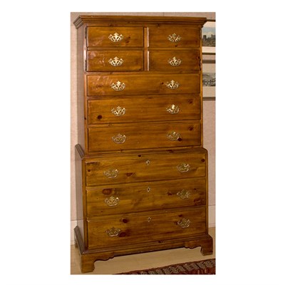 Lot 182 - George III Style Oak Chest on Chest Height 6...