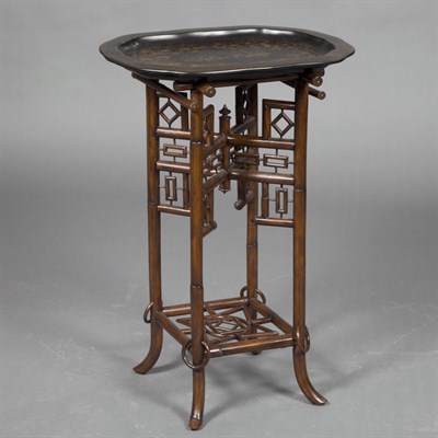 Lot 191 - Chinese Style Tray on a Faux Bamboo Stand...