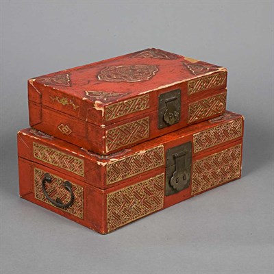Lot 187 - Two Chinese Red Lacquered Boxes Height of...