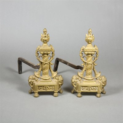 Lot 208 - Two Pair of Gilt-Metal Andirons; Together with...