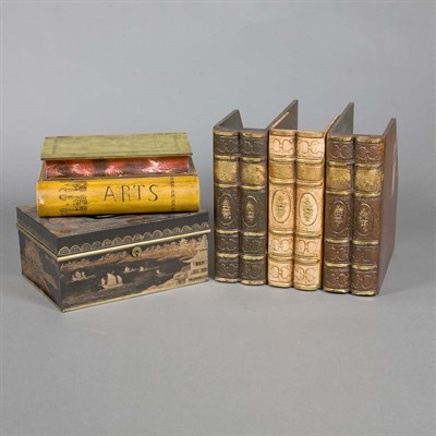 Lot 277 - Two Tole Boxes; Together with Three Book-Form...
