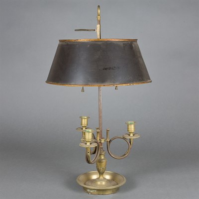 Lot 288 - Two George III Style Brass Bouillotte Lamps...