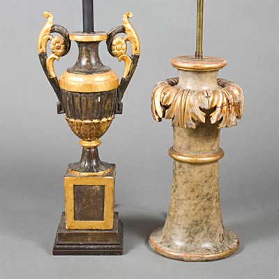 Lot 306 - Two Neoclassical Style Painted Wood Lamps...