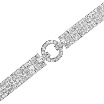 Lot 304 - Art Deco Platinum and Diamond Bracelet, Cartier
