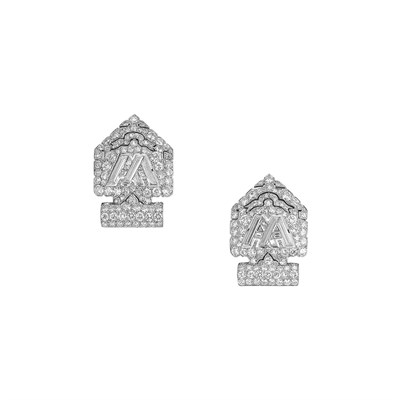 Lot 300 - Pair of Art Deco Platinum and Diamond Earclips