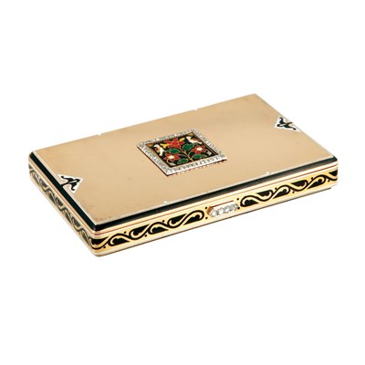 Lot 274 - Art Deco Gold, Platinum, Enamel and Diamond Card Case, Cartier