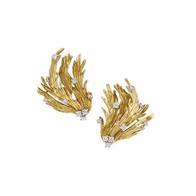 Lot 279 - Pair of Gold, Platinum and Diamond Earclips, Chaumet