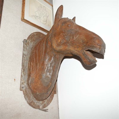 Lot 265 - Pair of Rusted Iron Horse Heads Height 30...