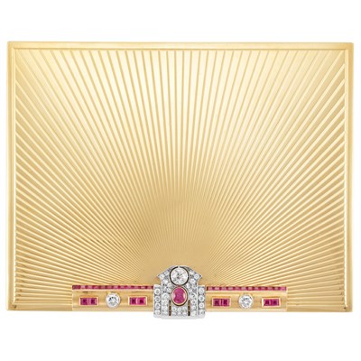 Lot 418 - Gold, Platinum, Diamond and Ruby Cigarette Box