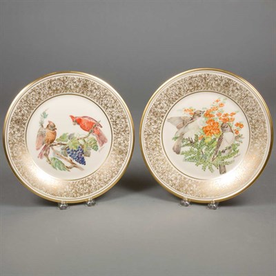 Lot 433 - Set of Twelve Lenox Bird Decorated Porcelain...