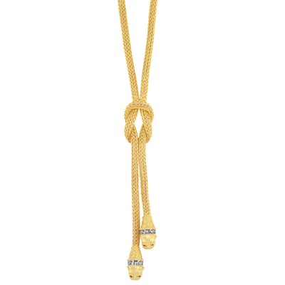 Lot 503 - Long Gold, Diamond and Ruby Lariat Necklace
