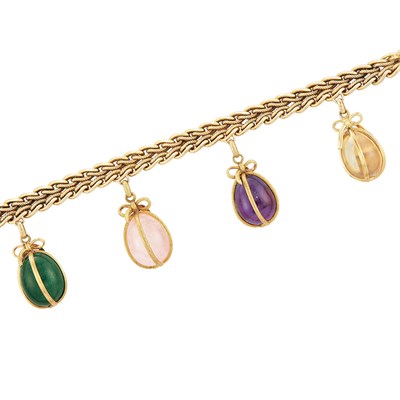 Lot 387 - Gold and Hardstone Charm Bracelet, Tiffany & Co., Schlumberger
