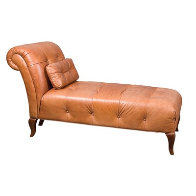 Lot 121 - Leather Tufted Upholstered Chaise Longue