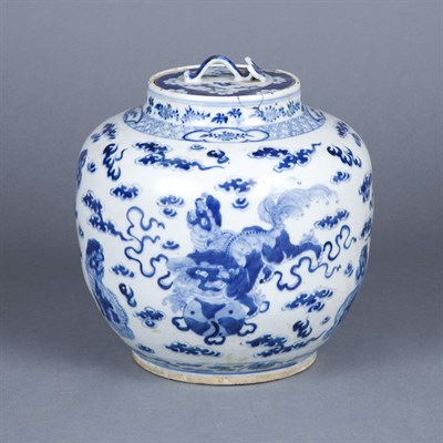 Lot 453 - Pair of Chinese Blue and White Porcelain Jars...