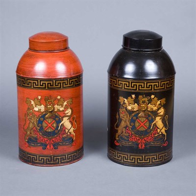 Lot 463 - Two Tole Tea Canisters Height 18 inches.