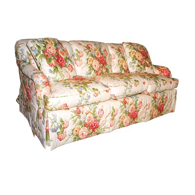 Lot 474 - Chintz Upholstered Sofa Length 7 feet 4 inches.