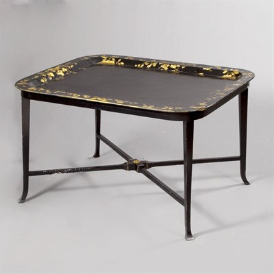 Lot 478 - Victorian Style Papier Mache Tray on Stand...