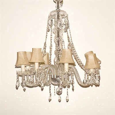 Lot 421 - George III Style Glass Eight-Light Chandelier