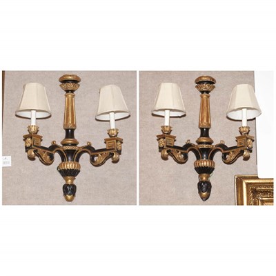 Lot 530 - Pair of Neoclassical Style Gilt and Black...