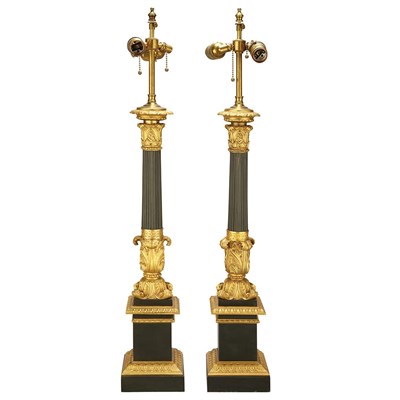 Lot 599 - Pair of Empire Style Gilt-Bronze and Patinated-...