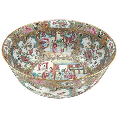 Lot 109 - Canton Rose Medallion Porcelain Punch Bowl...