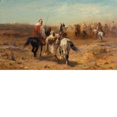 Lot 3 - Adolf Schreyer German, 1828-1899 Arab Horsemen...