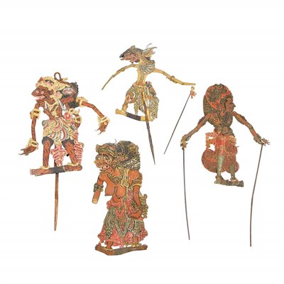 Lot 205 - Group of Four Indonesian Figural Tribal Shadow...