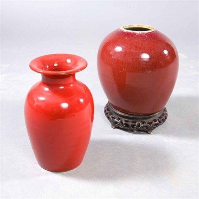 Lot 197 - Chinese Sang de Boeuf Glazed Porcelain Jar;...