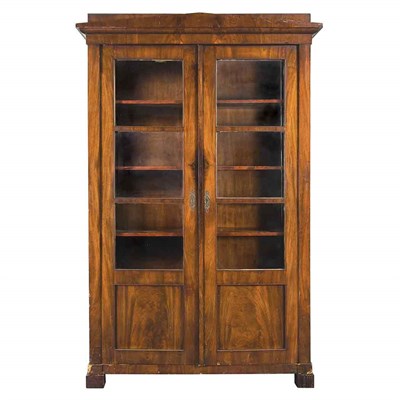 Lot 242 - Biedermeier Walnut Bookcase Cabinet With...