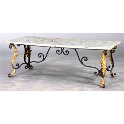 Lot 225 - French Marble Top Partial Gilt Iron Cocktail...