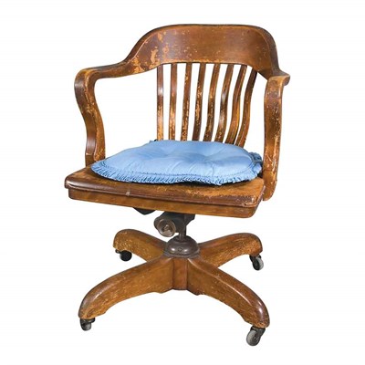 Lot 164 - Leather and Wood Captain's Chair The chair...